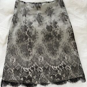 Black Floral Lace A-Line Skirt